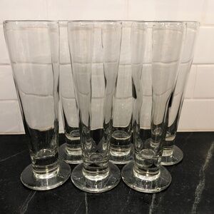 Footed Pilsner Beer Glasses Clear Set Of 6 Tall Tapered Weighted Balanced
